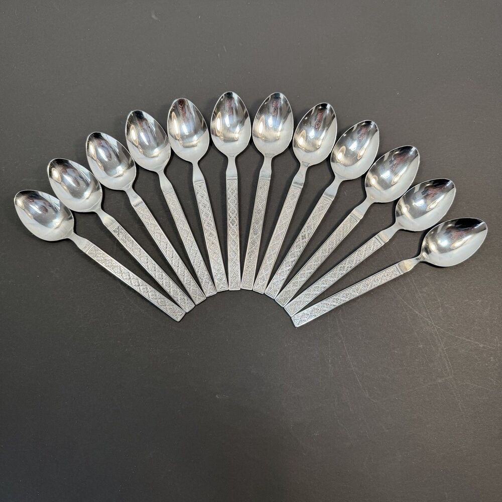 Vtg Frontier Airlines Flatware 12 Tea Spoons Stainless Japan Korea First Class